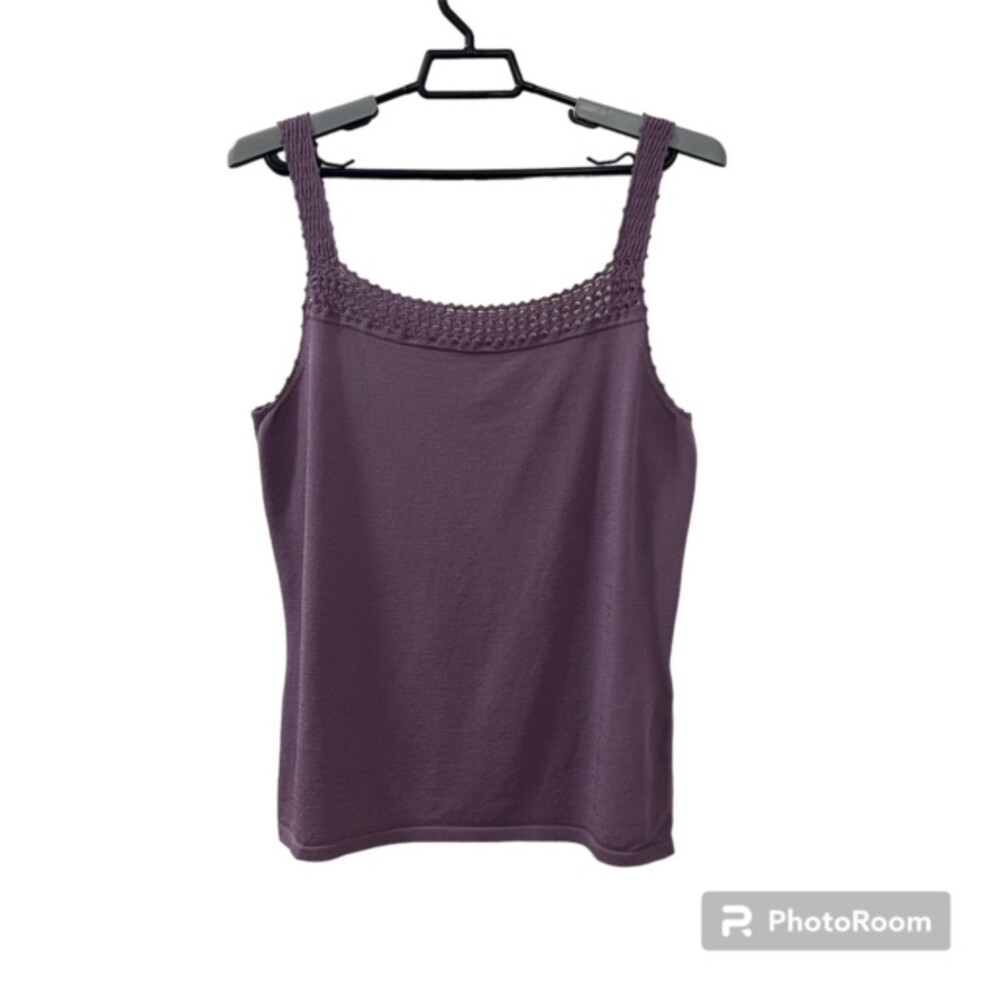 Vintage Casual Corner Womens Lavender Knit Tank Top Rayon Nylon Size XL